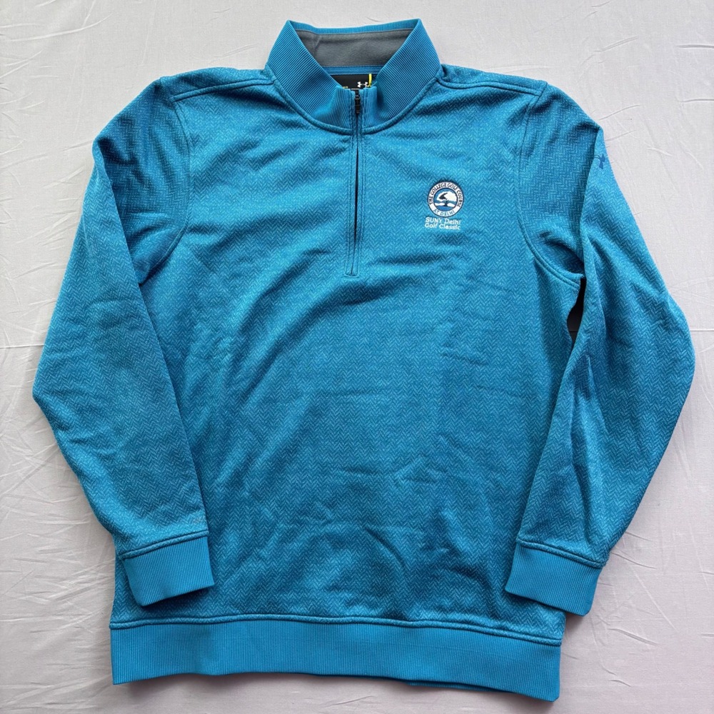 Under Armour Mens Teal Blue SUNY Delhi Golf Classic Quarter Zip Pullover Large